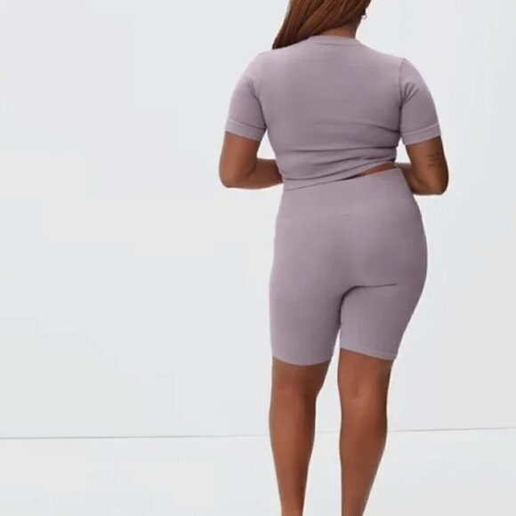 Everlane Seamless Bike Short S Womens New Light Purple Stretch High Rise Ribbed - Picture 3 of 10